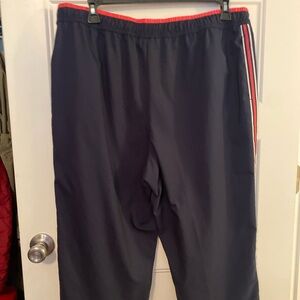 Blue and Red Ankle Cropped Athletic Pants